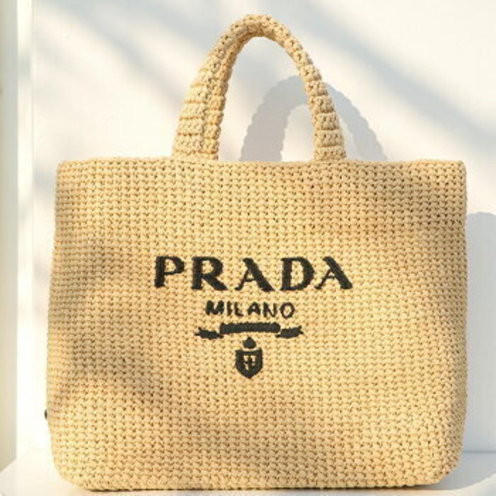 Prada crochet basket tote bag documents Spring Summer